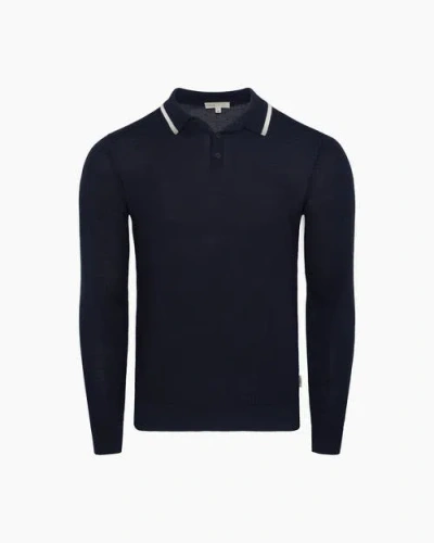 Onia Extra Fine Merino Wool Long Sleeve Polo In Black