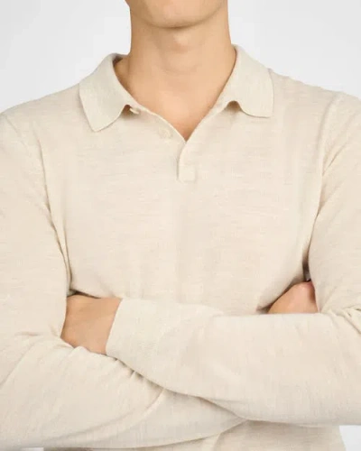 Onia Extra Fine Merino Wool Long Sleeve Polo In Neutral