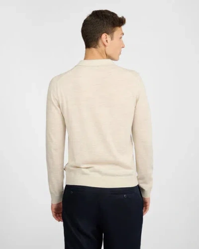Onia Extra Fine Merino Wool Long Sleeve Polo In Neutral