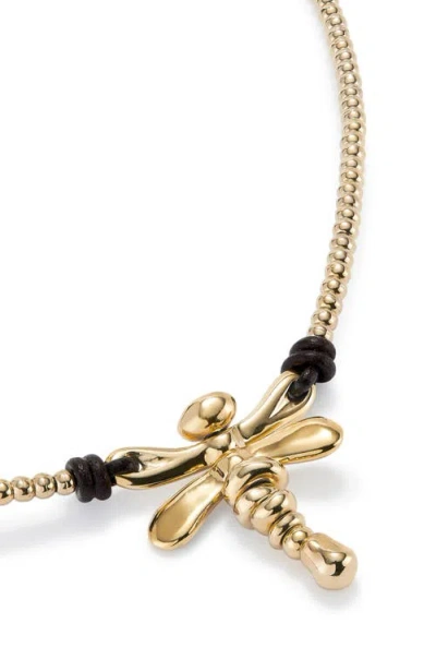 Unode50 Short Pendant Necklace With Dragonfly In Gold
