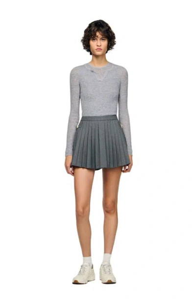 Sandro Wool Layered Effect Sweater In Gray