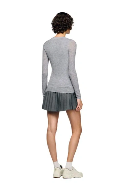 Sandro Wool Layered Effect Sweater In Gray