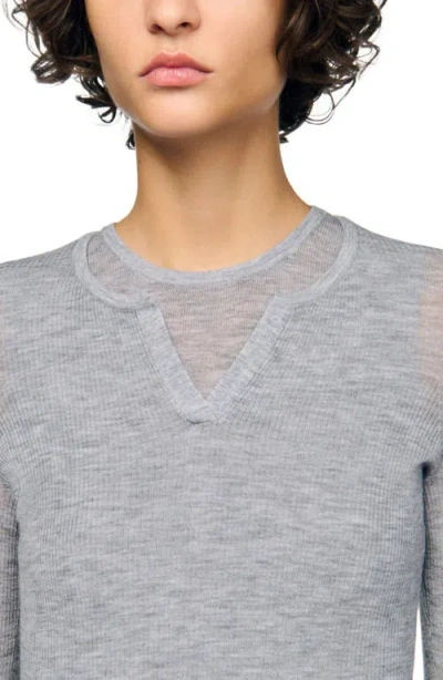 Sandro Wool Layered Effect Sweater In Gray