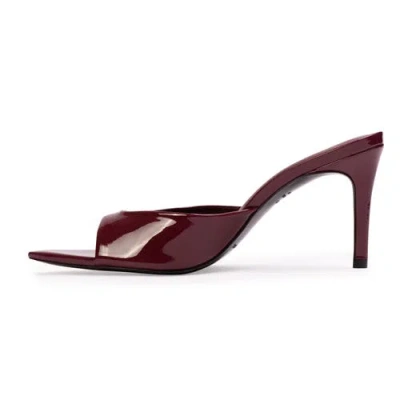 Black Suede Studio Brea 80 Patent Mule In Burgundy