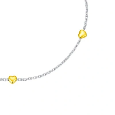 Donatello Gian Two Tone Heart Bracelet In Metallic