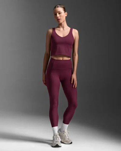 2xu Fluid Longline Bra In Burgundy