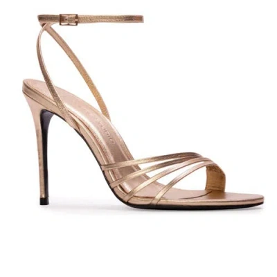 Black Suede Studio Ella 100 Metallic Sandal In Gold