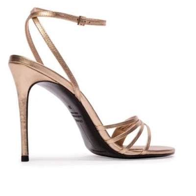 Black Suede Studio Ella 100 Metallic Sandal In Gold