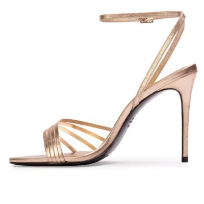 Black Suede Studio Ella 100 Metallic Sandal In Gold