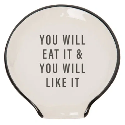 Totalee Gift Eat It & You Will Like It Spoon Rest Ceramic White In White