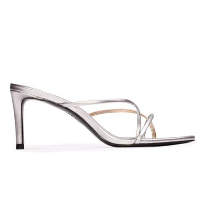 Black Suede Studio Carla 65 Metallic Sandal In Silver