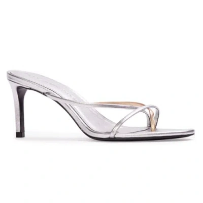 Black Suede Studio Carla 65 Metallic Sandal In Silver