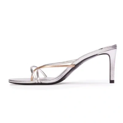 Black Suede Studio Carla 65 Metallic Sandal In Silver