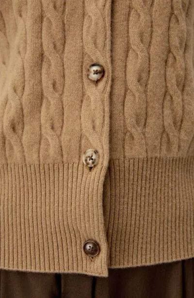 Lilysilk Cable-knit Cashmere Crewneck Cardigan In Animal Print