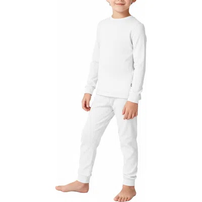 City Threads Boys Soft & Cozy Thermal Long Johns 2-piece Set In White