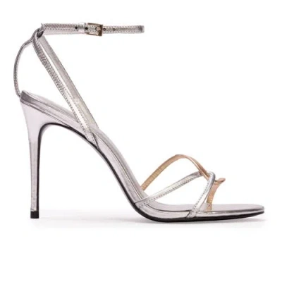 Black Suede Studio Miley 100 Metallic Sandal In Silver