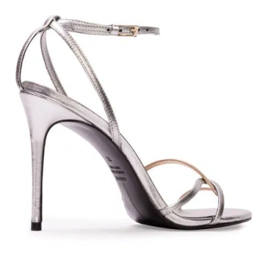 Black Suede Studio Miley 100 Metallic Sandal In Silver