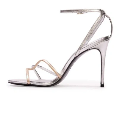 Black Suede Studio Miley 100 Metallic Sandal In Silver