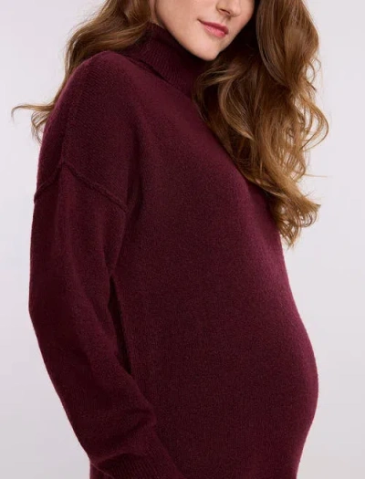 Motherhood Maternity Long Sleeve Turtleneck Sweater Tunic Dress In Brown