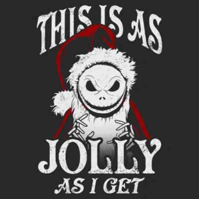 The Nightmare Before Christmas Jolly Santa Jack Portrait Smile  Graphic T-shirt In Black