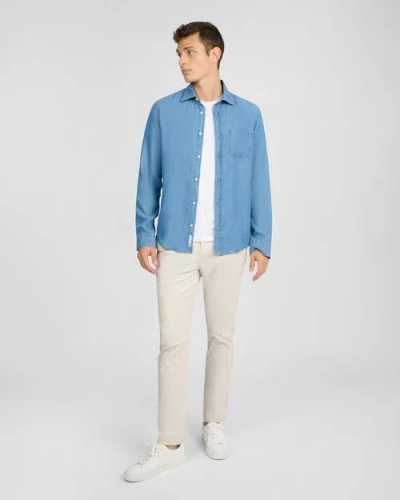 Onia Denim Chambray Long Sleeve Shirt In Blue