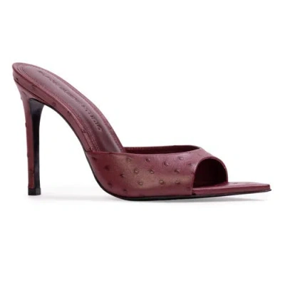 Black Suede Studio Brea Ostrich Mule In Burgundy