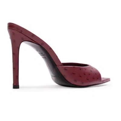 Black Suede Studio Brea Ostrich Mule In Burgundy