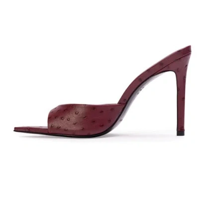 Black Suede Studio Brea Ostrich Mule In Burgundy