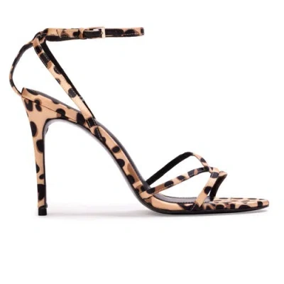 Black Suede Studio Miley 100 Satin Sandal In Animal Print