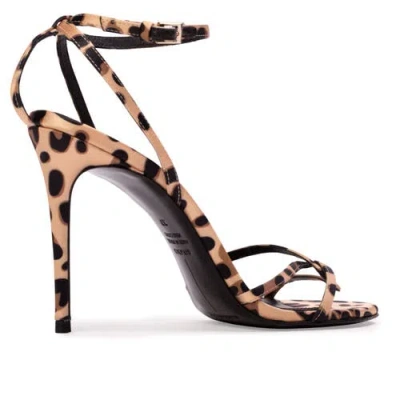 Black Suede Studio Miley 100 Satin Sandal In Animal Print