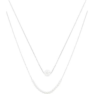 Bearfruit Jewelry 18k Gold Plated Sterling Silver Perfect Pearl Pair Necklace Set Holiday Gift Idea In White