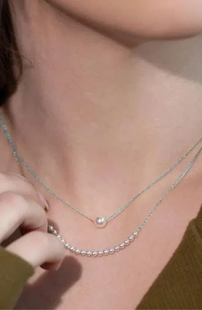 Bearfruit Jewelry 18k Gold Plated Sterling Silver Perfect Pearl Pair Necklace Set Holiday Gift Idea In White