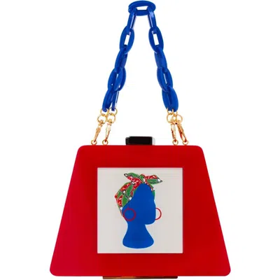 Larallan Babi Acrylic Triangular Box Clutch W/strap In Red
