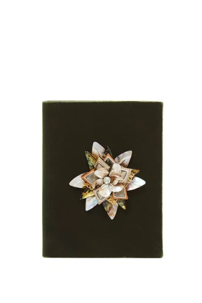 Larallan Aye Velvet Book Clutch In Green