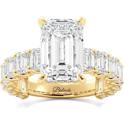 Balacia Emerald Cut Engagement Ring With Emerald Cut Side Diamonds In Gold