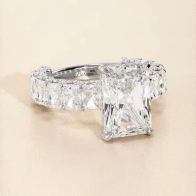 Balacia Radiant Cut Iced Out Engagement Ring With Radiant Cut Side Diamonds In Gold