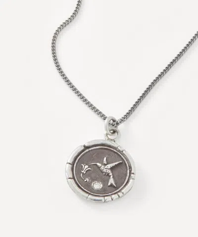 Pyrrha Sterling Silver Hummingbird Talisman Pendant Necklace In Metallic