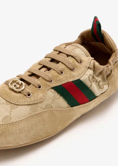 Gucci Shift Low Top Sneakers Rubber Sole Stripe In Nude