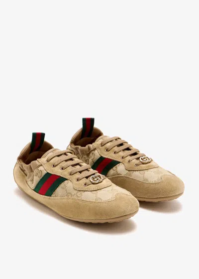 Gucci Shift Low Top Sneakers Rubber Sole Stripe In Nude