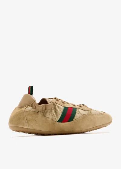 Gucci Shift Low Top Sneakers Rubber Sole Stripe In Nude