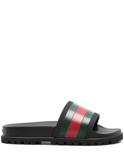 Gucci Pantoletten Mit Webdetail In Black