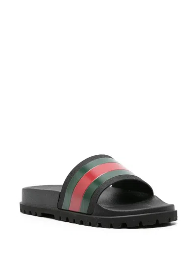 Gucci Pantoletten Mit Webdetail In Black