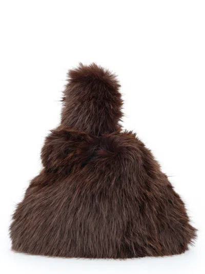 Msgm Small Fluffy Bag In Brown