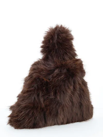 Msgm Small Fluffy Bag In Brown