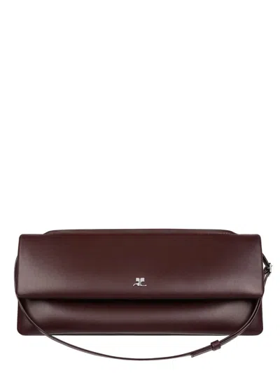 Courrèges Shoulder Bag Cuff Design Adjustable Strap In Burgundy