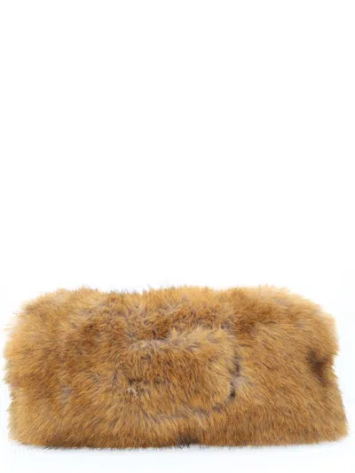 Msgm "fluffy" Clutch Bag In Brown