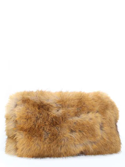 Msgm "fluffy" Clutch Bag In Brown