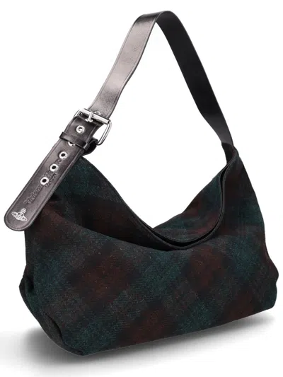 Vivienne Westwood Maxime Large Shoulder Bag Harris Tweed Check Dark-check In Multi