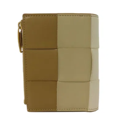 Pre-owned Bottega Veneta Brown White Leather Wallet (bi-fold) () In Multi
