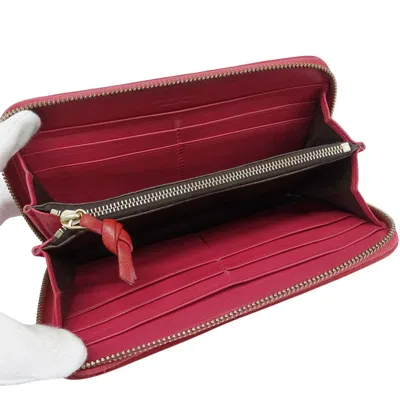 Pre-owned Bottega Veneta Red Color Intrecciato Long Wallet (bi-fold) ()